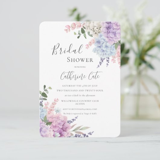 Invitation Pretty Hydrangeas Floral Bridal Shower (Debout devant)