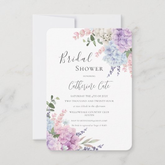Invitation Pretty Hydrangeas Floral Bridal Shower (Devant)
