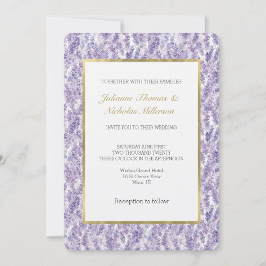 Invitation Pretty Lavender Flowers Wedding (Devant)