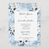 Invitation Pretty Light Blue White Flowers Bridal Shower (Devant / Derrière)