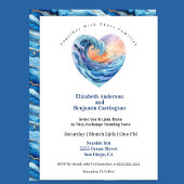 Invitation Pretty Ocean Wave Heart Wedding