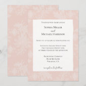 Invitation Pretty Peach Blush White Floral Faux Lace Wedding (Devant / Derrière)