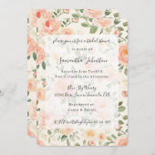 Invitation Pretty Peach Floral Bridal Shower (Devant / Derrière)