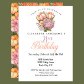 Invitation Pretty Pink and Orange Tulip 21st Birthday