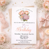 Invitation Pretty Pink and Orange Tulip 25th Birthday