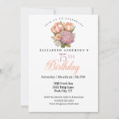 Invitation Pretty Pink and Orange Tulip 75th Birthday (Devant)