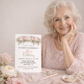 Invitation Pretty Pink and White Peony 100th Birthday