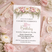 Invitation Pretty Pink and White Peony 100th Birthday