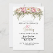 Invitation Pretty Pink and White Peony 18th Birthday (Devant)