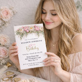 Invitation Pretty Pink and White Peony 18th Birthday