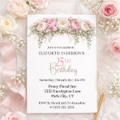 Invitation Pretty Pink and White Peony 25th Birthday