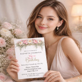 Invitation Pretty Pink and White Peony 25th Birthday
