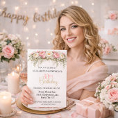 Invitation Pretty Pink and White Peony 30th Birthday