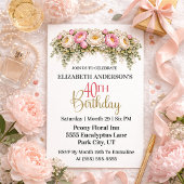 Invitation Pretty Pink and White Peony 40th Birthday