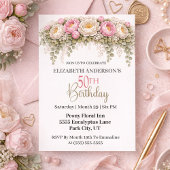 Invitation Pretty Pink and White Peony 50th Birthday