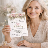 Invitation Pretty Pink and White Peony 60th Birthday