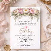 Invitation Pretty Pink and White Peony 70th Birthday