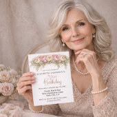 Invitation Pretty Pink and White Peony 70th Birthday