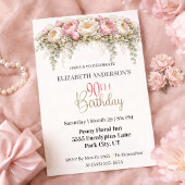 Invitation Pretty Pink and White Peony 90th Birthday