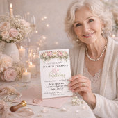 Invitation Pretty Pink and White Peony 98th Birthday