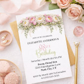 Invitation Pretty Pink and White Peony 98th Birthday