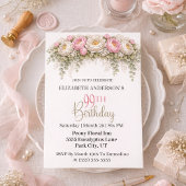 Invitation Pretty Pink and White Peony 99th Birthday