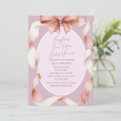 Invitation Pretty Pink Bow Boutique Baby Shower (Debout devant)