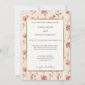 Invitation Pretty Pink Cream Roses Floral Wedding (Devant)