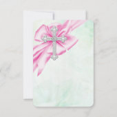 Invitation Pretty Pink et Green First Communion (Dos)