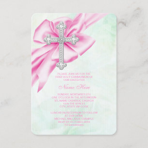 Invitation Pretty Pink et Green First Communion