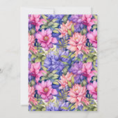 Invitation Pretty Pink Purple Garden Flowers 80th Birthday  (Dos)