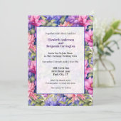 Invitation Pretty Pink Purple Garden Flowers Wedding (Debout devant)