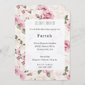 Invitation Pretty Pink Roses Floral Birthday   (Devant / Derrière)