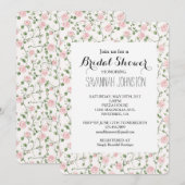 Invitation Pretty Pink Roses Floral Bridal Shower (Devant / Derrière)