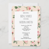 Invitation Pretty Pink Roses Floral Bridal Shower (Devant)
