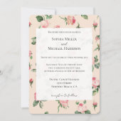 Invitation Pretty Pink Roses Floral Wedding (Devant)