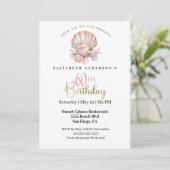 Invitation Pretty Pink Seashell and Pearls 60th Birthday (Debout devant)
