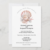 Invitation Pretty Pink Seashell and Pearls Wedding (Devant)
