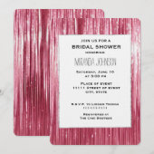 Invitation Pretty Pink Tinsel Stripes Bridal Shower (Devant / Derrière)