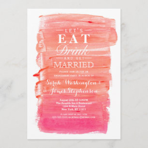 Invitation Pretty Pink Watercolor Engagement Partie Invitatio