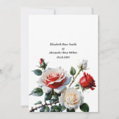 Invitation Pretty pink white red roses floral wedding (Dos)
