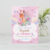 Invitation Pretty Pony Rainbow Stars Coeurs Anniversaire (Debout devant)