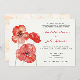 Invitation Pretty Poppies Un mariage floral moderne invite