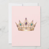 Invitation Pretty Princess Gold Crown Pink Floral Baby Shower (Dos)