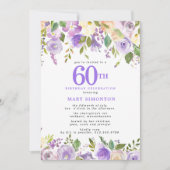Invitation Pretty Purple Floral 60th Birthday Party (Devant)