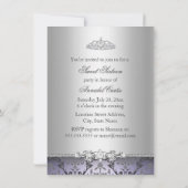 Invitation Pretty Purple & Silver Damask pour une  (Dos)