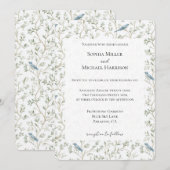 Invitation Pretty Romantic Blue Birds Dream Wedding (Devant / Derrière)