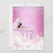 Invitation Pretty rose Baby shower papillon ethnique (Devant)