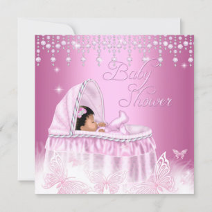 Invitation Pretty rose Baby shower papillon ethnique