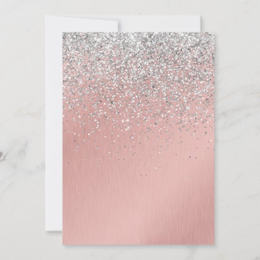 Invitation Pretty Rose Gold Silver Glitter Sparkly Graduation (Dos)